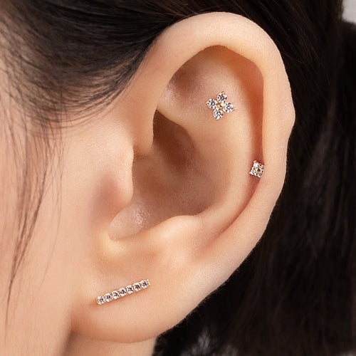 14K (58.5%) SOLID GOLD TINY SQUARE PIERCING