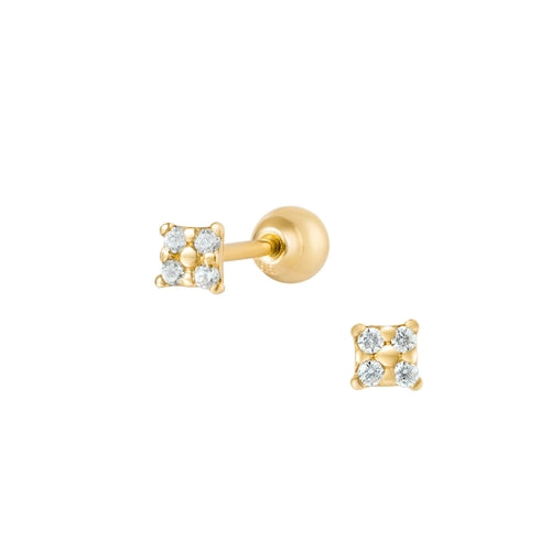 14K (58.5%) SOLID GOLD TINY SQUARE PIERCING