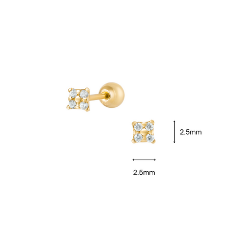 14K (58.5%) SOLID GOLD TINY SQUARE PIERCING