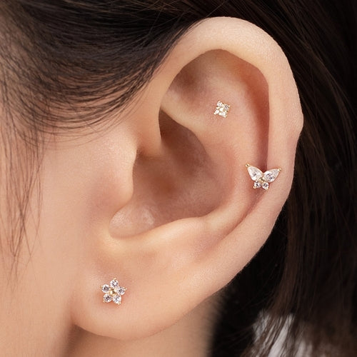 14K (58.5%) SOLID GOLD TINY SQUARE PIERCING
