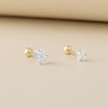 14K (58.5%) SOLID GOLD SQUARE CUBIC  PIERCING