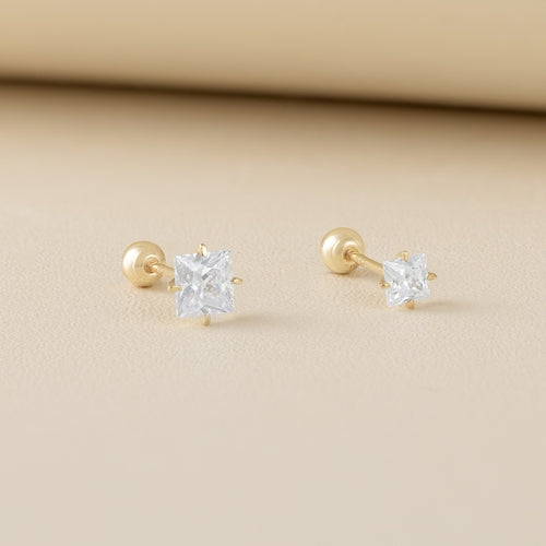 14K (58.5%) SOLID GOLD SQUARE CUBIC  PIERCING